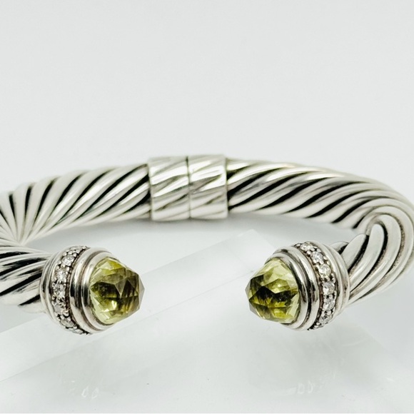 David Yurman 10mm Cable Bracelet With Lemon Citrine and Diamonds - Picture 3 of 11
